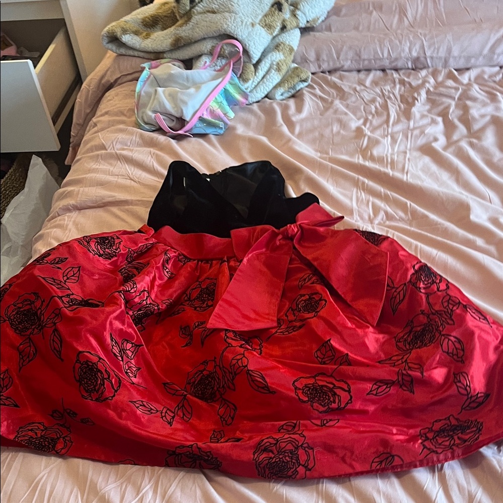 Charming Red Floral Kids Dress